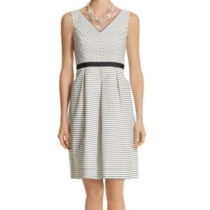 White House Black Market Striped Black and White Midi Dress